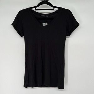 NWT Steven Craig Pima Cotton T-Shirt Womens Sz XS Black V Neck Short Sleeve Slim